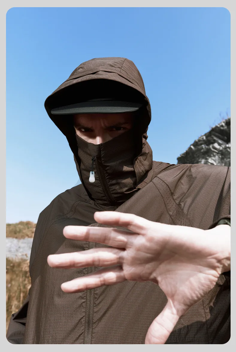 Jie Zhan Men's Wear | UPF100 Light Original Yarn Sunscreen Clothing  Spring/Summer New Outdoor Sunscreen Clothing Hooded Coat display picture 6