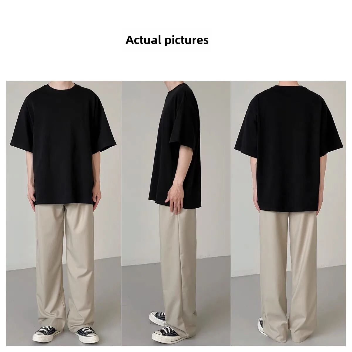 320g Heavy American Cotton Short-sleeved T-shirt Couple Solid Color Top Casual Plus Size Bottoming Shirt Men And Women Bottoming Shirt display picture 3
