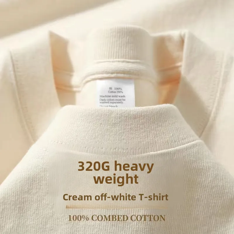 320g Heavy American Cotton Short-sleeved T-shirt Couple Solid Color Top Casual Plus Size Bottoming Shirt Men And Women Bottoming Shirt display picture 13