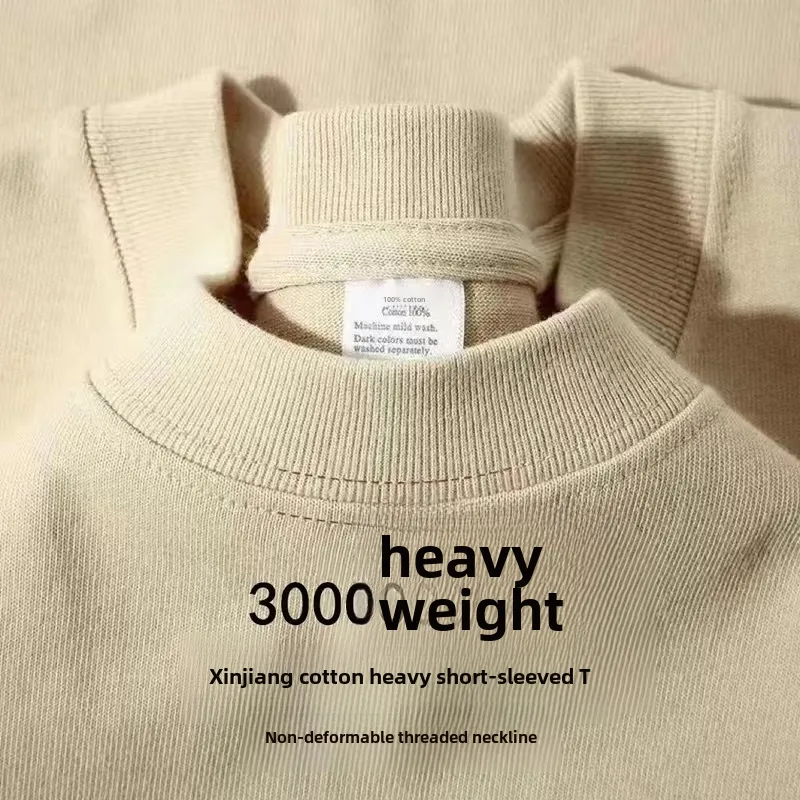 320g Heavy American Cotton Short-sleeved T-shirt Couple Solid Color Top Casual Plus Size Bottoming Shirt Men And Women Bottoming Shirt display picture 14