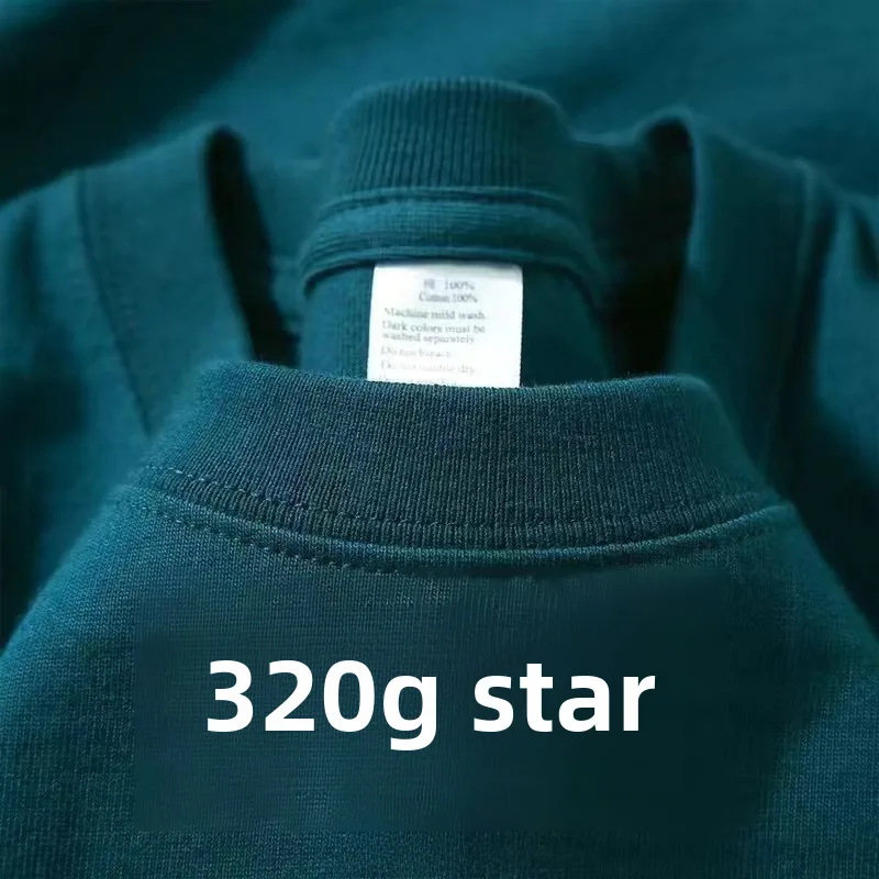 320g Heavy American Cotton Short-sleeved T-shirt Couple Solid Color Top Casual Plus Size Bottoming Shirt Men And Women Bottoming Shirt display picture 16