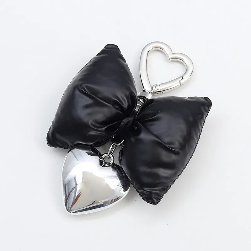 Cute Sweet Heart Shape Bow Knot Pu Leather Alloy Bag Pendant Mobile Phone Chain Keychain display picture 6