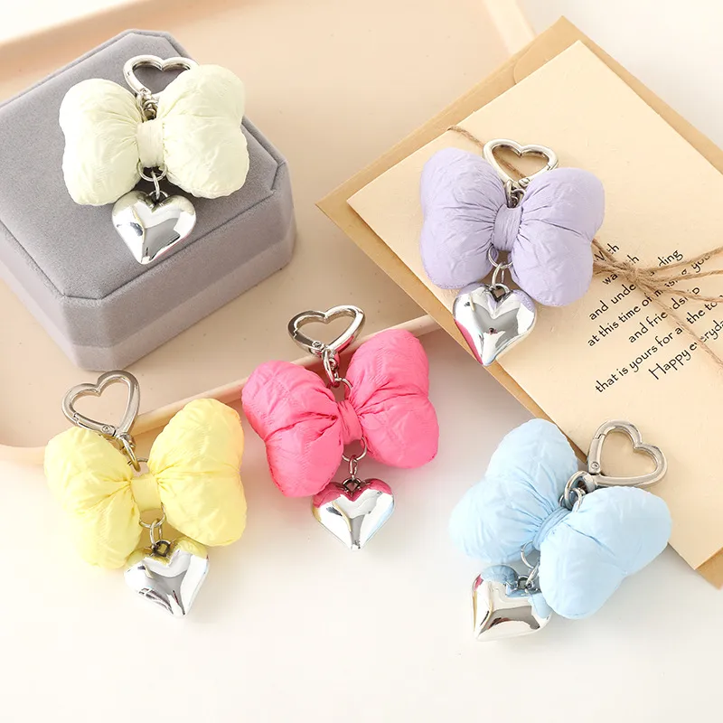 Sweet Heart Shape Bow Knot Cloth Bag Pendant Keychain display picture 1