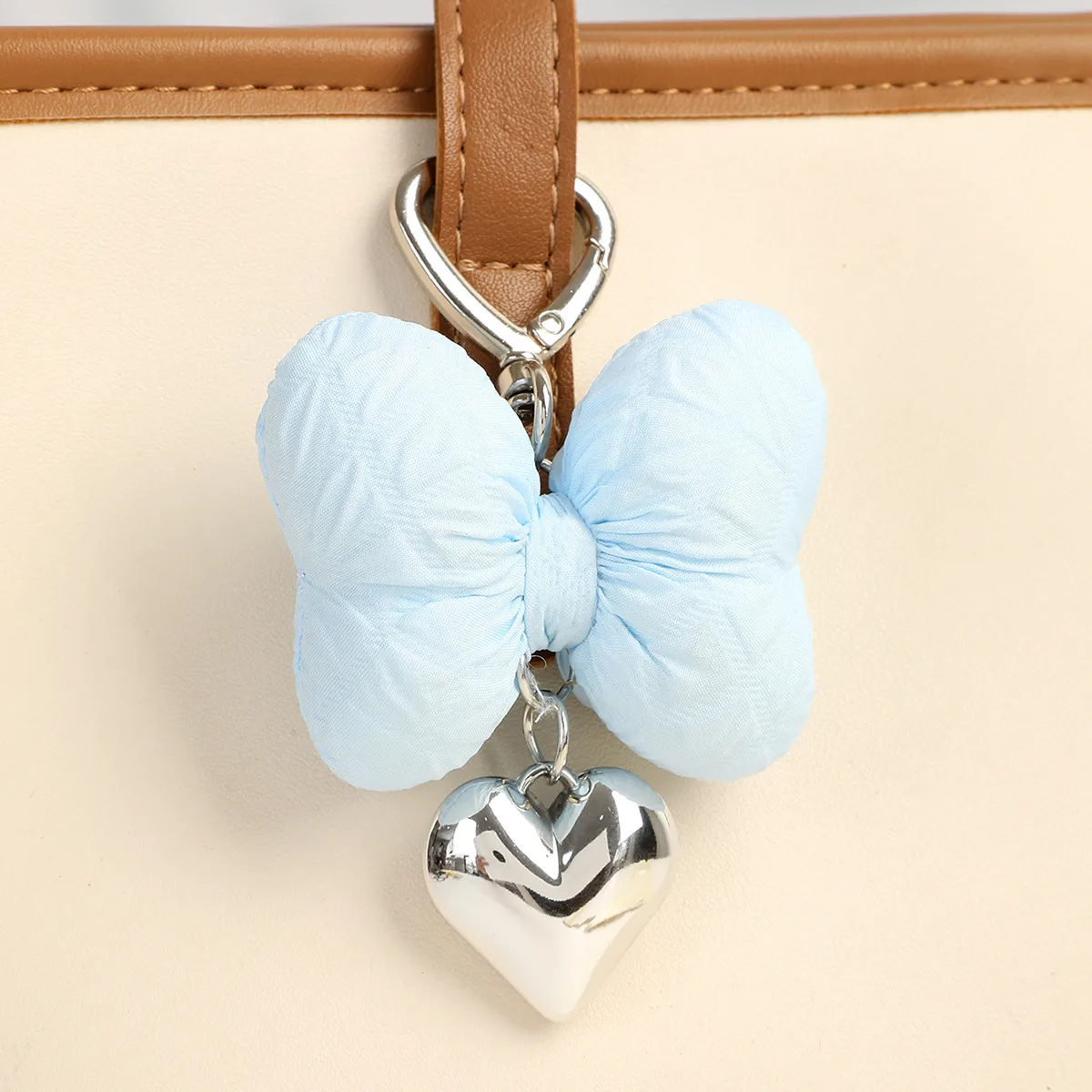 Sweet Heart Shape Bow Knot Cloth Bag Pendant Keychain display picture 3