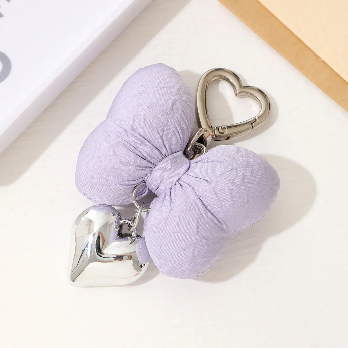 Sweet Heart Shape Bow Knot Cloth Bag Pendant Keychain display picture 4