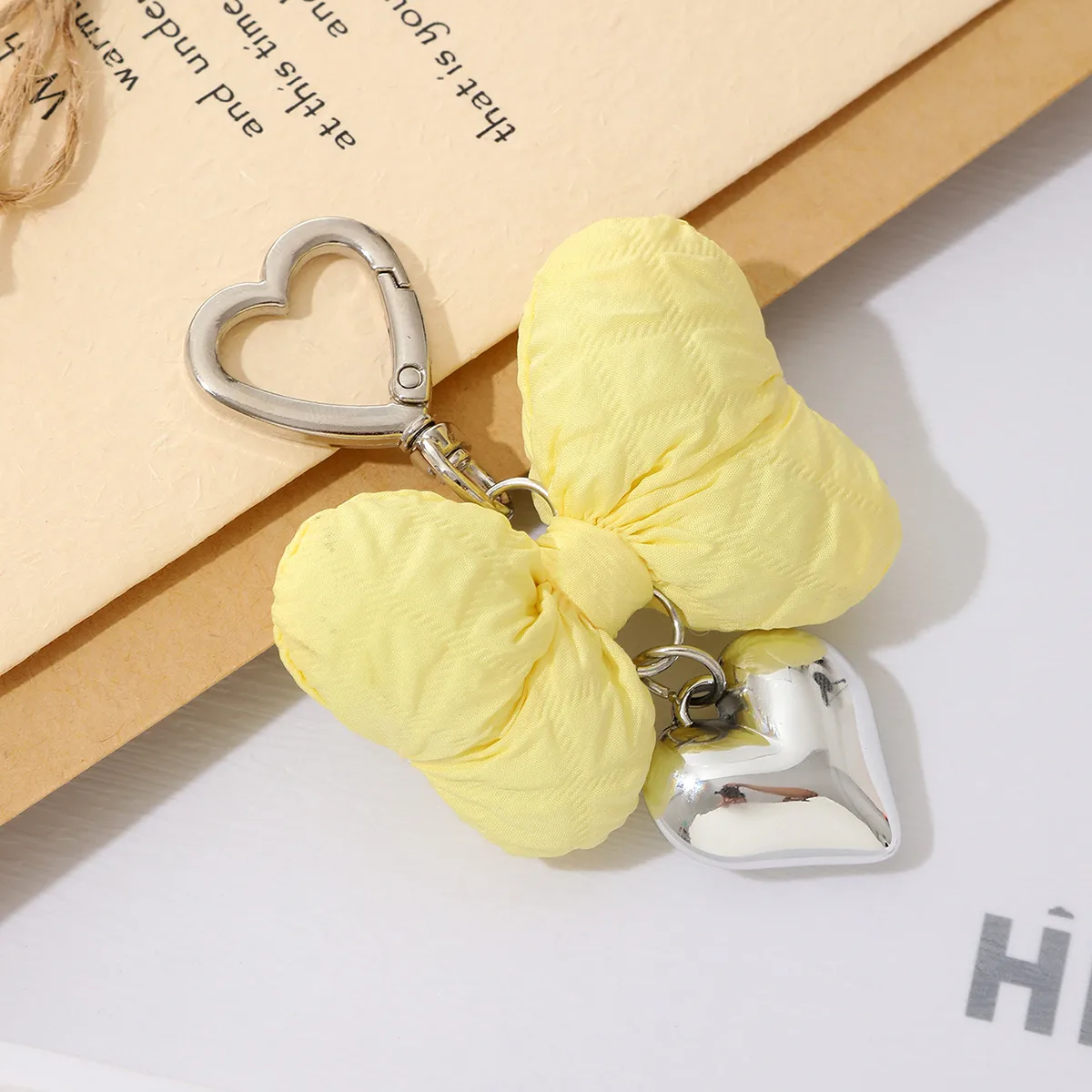 Sweet Heart Shape Bow Knot Cloth Bag Pendant Keychain display picture 5