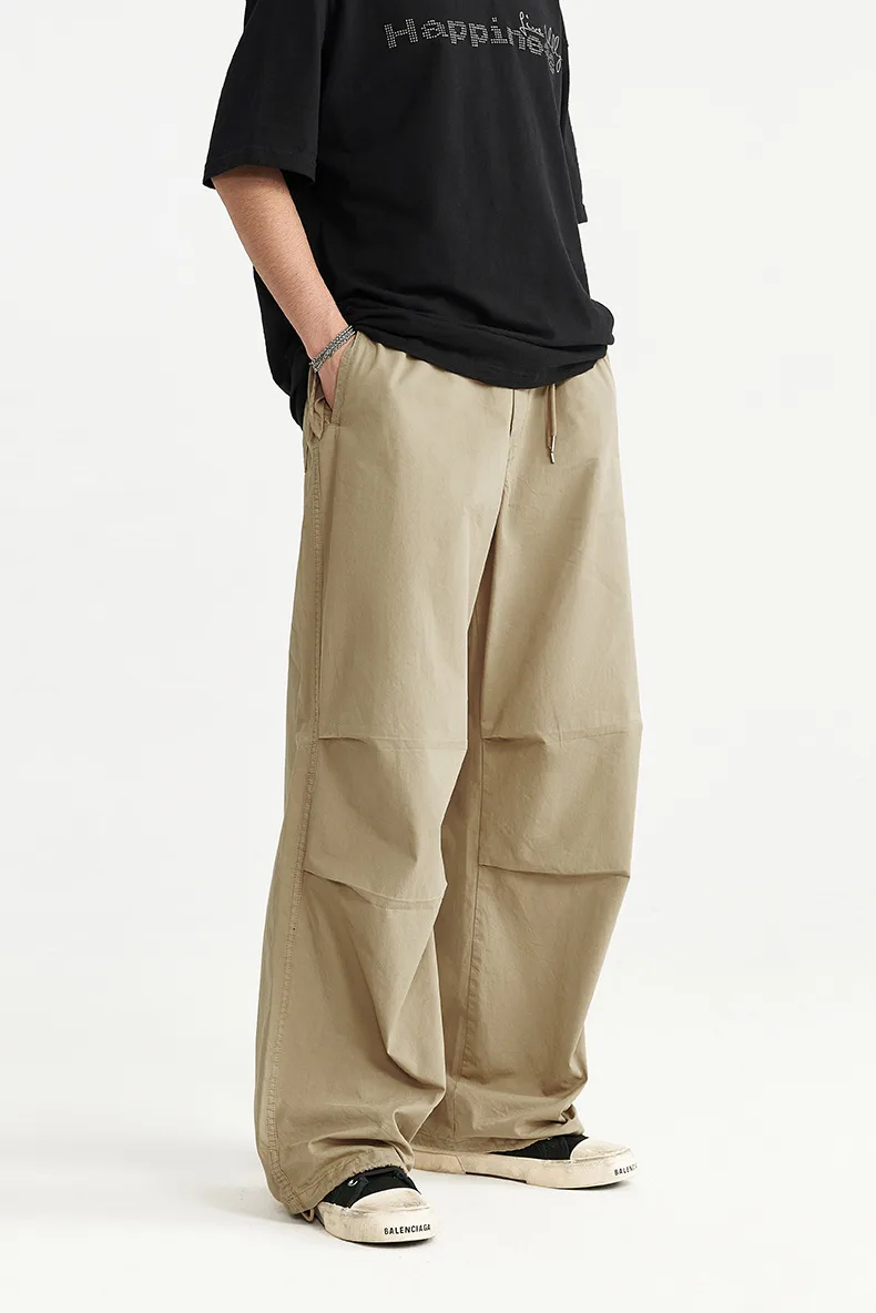 Jie Zhan Men's Wear | Clothing Wash Water Wide Leg Paratrooper Pants  Spring/Summer New Asut Dye Large Pocket Crane Pants display picture 2