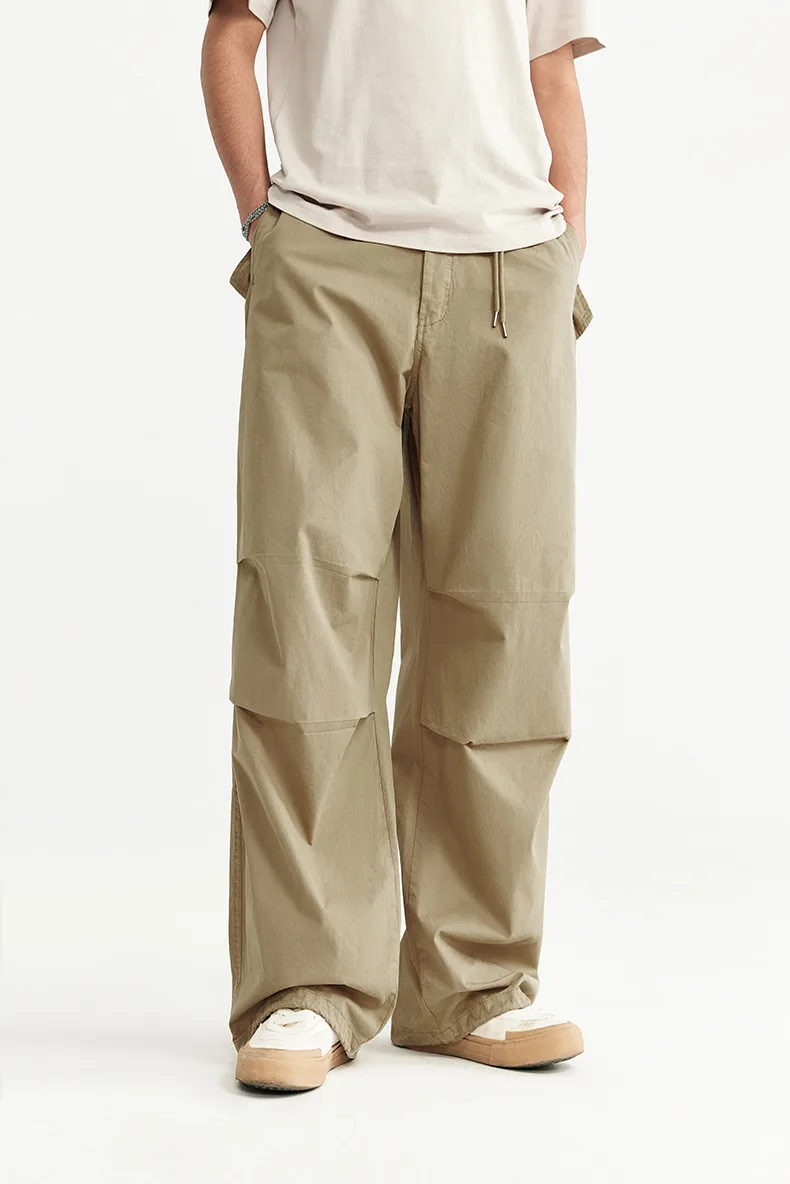 Jie Zhan Men's Wear | Clothing Wash Water Wide Leg Paratrooper Pants  Spring/Summer New Asut Dye Large Pocket Crane Pants display picture 3