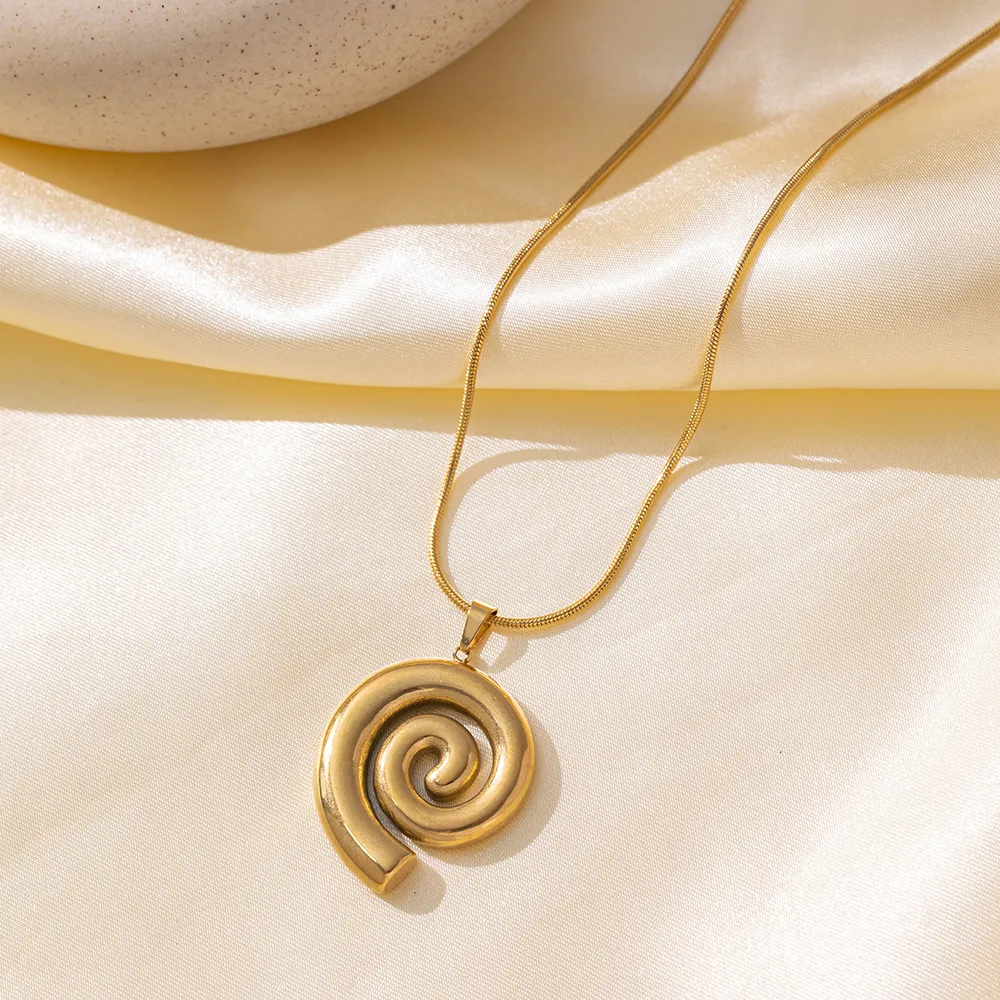 Wholesale Jewelry Casual Vintage Style Commute Spiral Stripe 304 Stainless Steel 18K Gold Plated Polishing Earrings Necklace display picture 2
