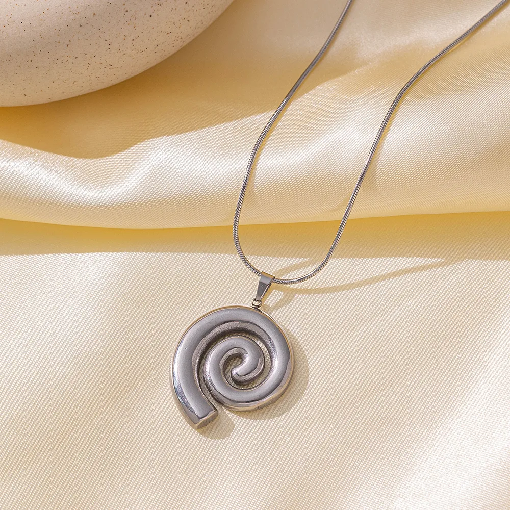 Wholesale Jewelry Casual Vintage Style Commute Spiral Stripe 304 Stainless Steel 18K Gold Plated Polishing Earrings Necklace display picture 3