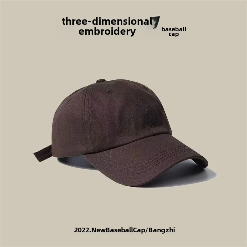 New Hat Women's Korean-style Fashionable Solid Color Embroidered Japanese Baseball Cap Women's Versatile Student Simple Sun Protection Peaked Cap display picture 5