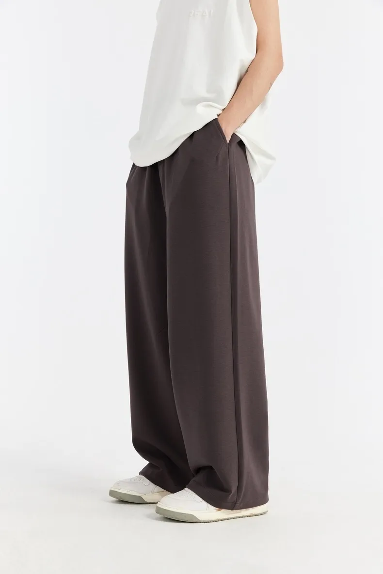ABS Men's Clothing | Cool Feeling Wide Leg Pants  Spring And Summer Tide Brand New Loose Casual Wide Leg Two-wear Pants Men display picture 3