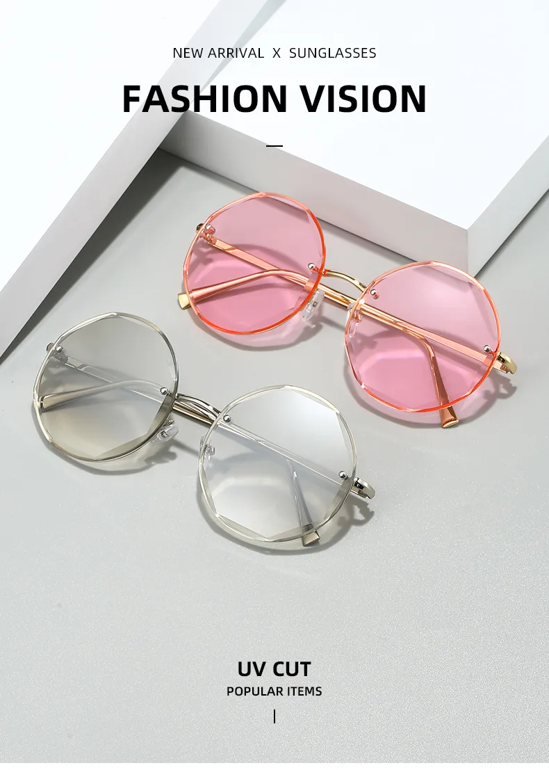 Retro Classic Style Sunglasses Pc Round Frame Frameless Women's Sunglasses display picture 1