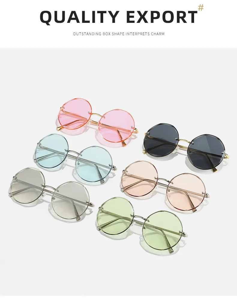 Retro Classic Style Sunglasses Pc Round Frame Frameless Women's Sunglasses display picture 3