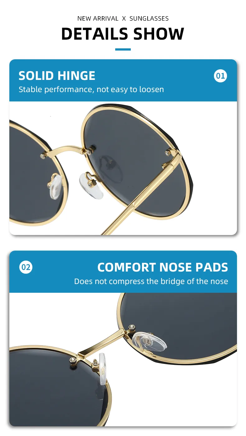 Retro Classic Style Sunglasses Pc Round Frame Frameless Women's Sunglasses display picture 7