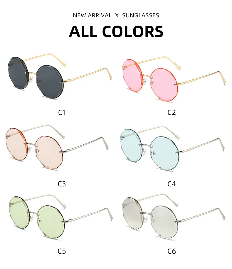 Retro Classic Style Sunglasses Pc Round Frame Frameless Women's Sunglasses display picture 10