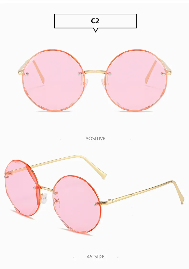 Retro Classic Style Sunglasses Pc Round Frame Frameless Women's Sunglasses display picture 12