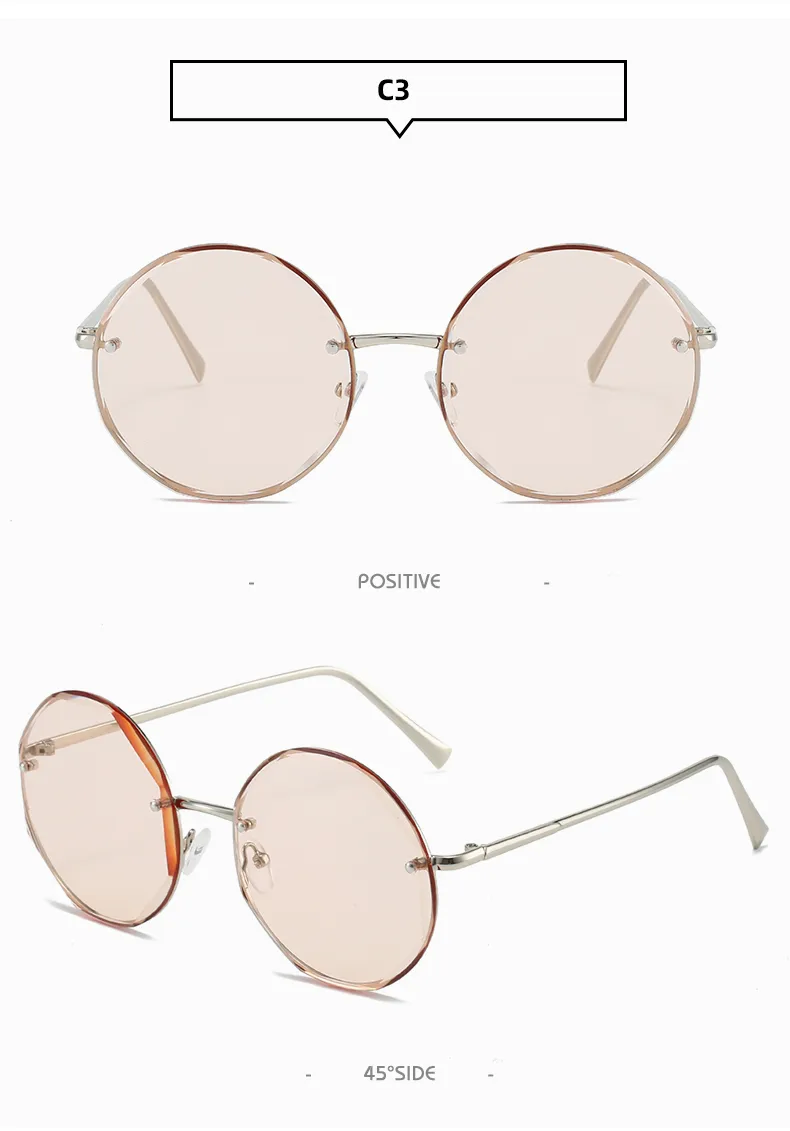 Retro Classic Style Sunglasses Pc Round Frame Frameless Women's Sunglasses display picture 13