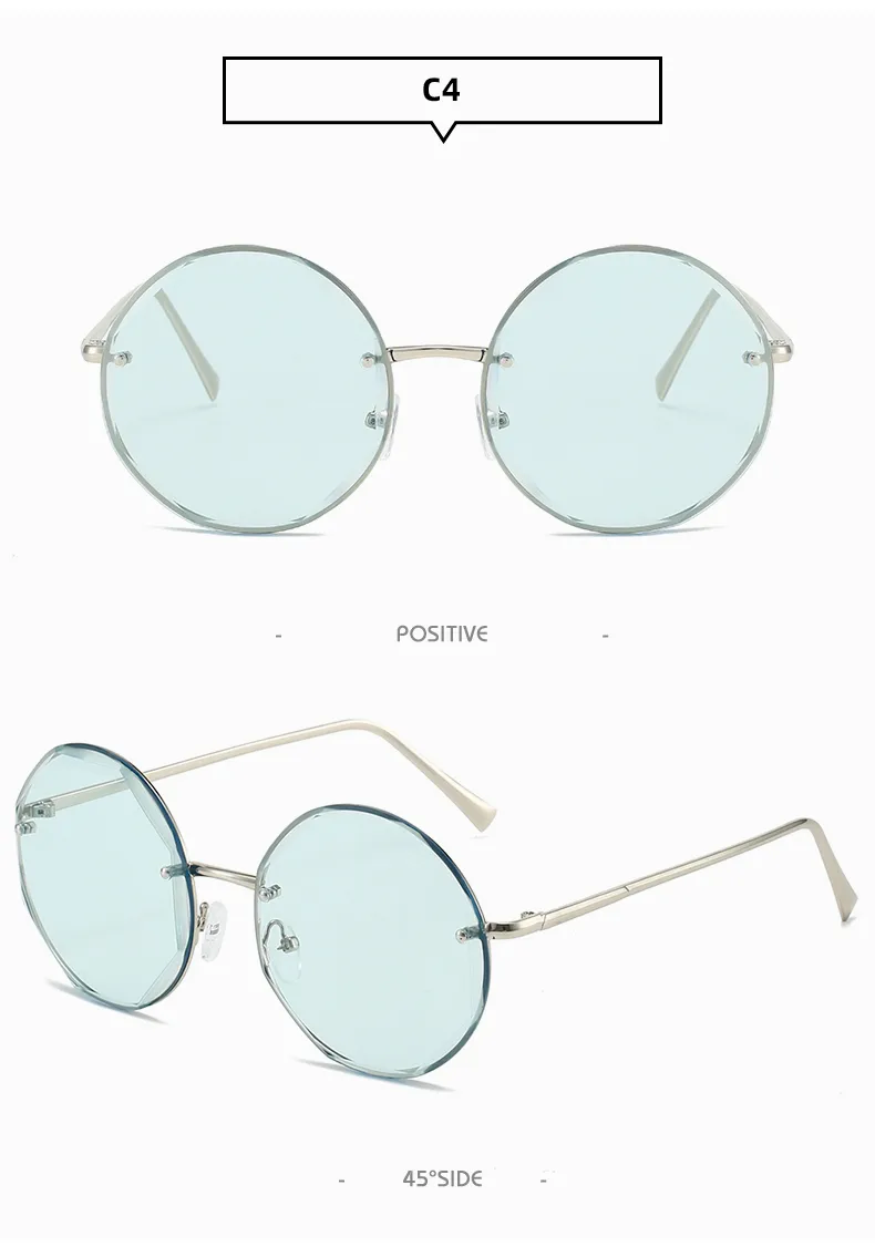Retro Classic Style Sunglasses Pc Round Frame Frameless Women's Sunglasses display picture 14
