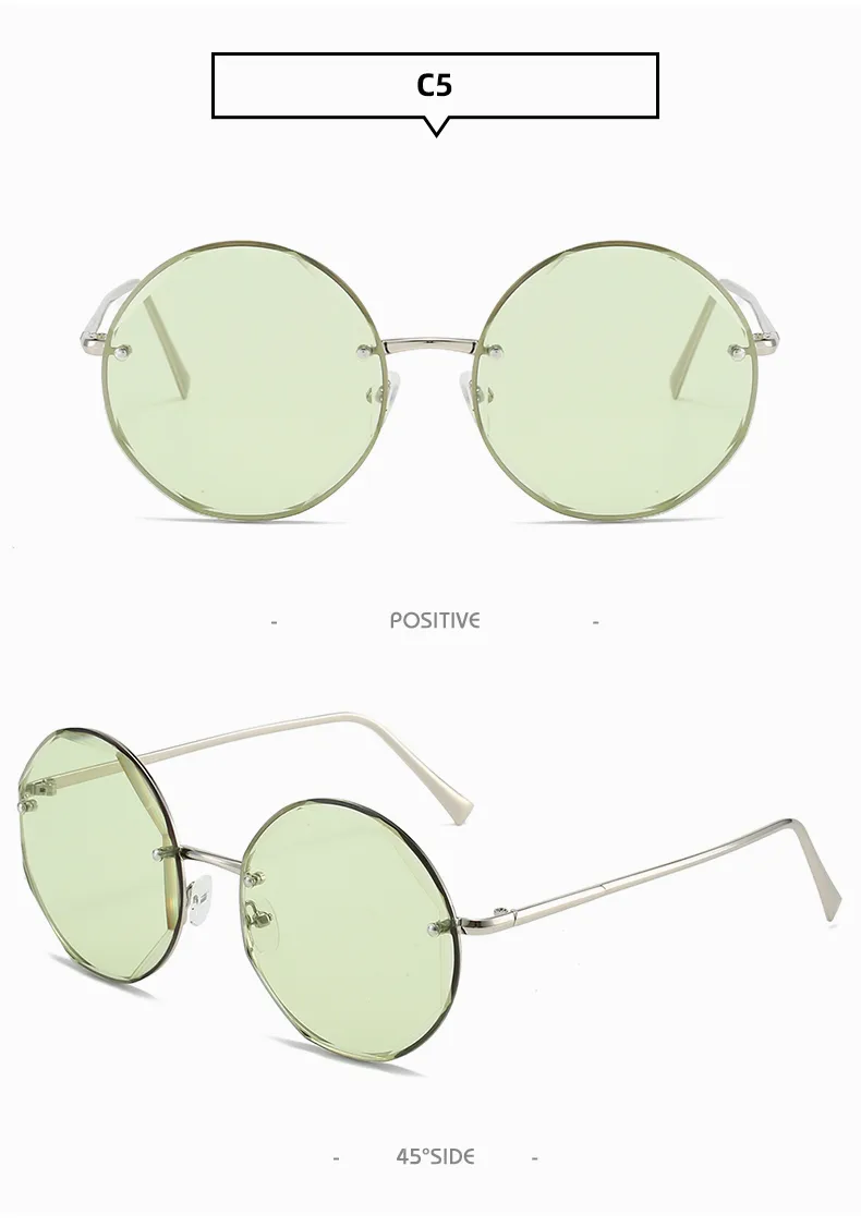 Retro Classic Style Sunglasses Pc Round Frame Frameless Women's Sunglasses display picture 15