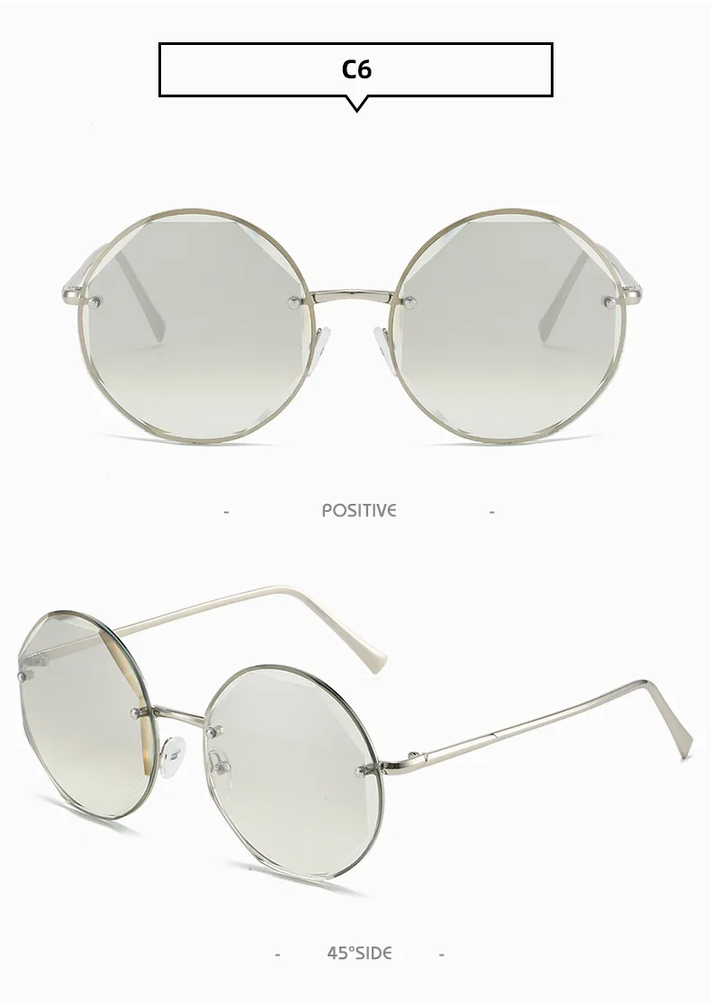 Retro Classic Style Sunglasses Pc Round Frame Frameless Women's Sunglasses display picture 16