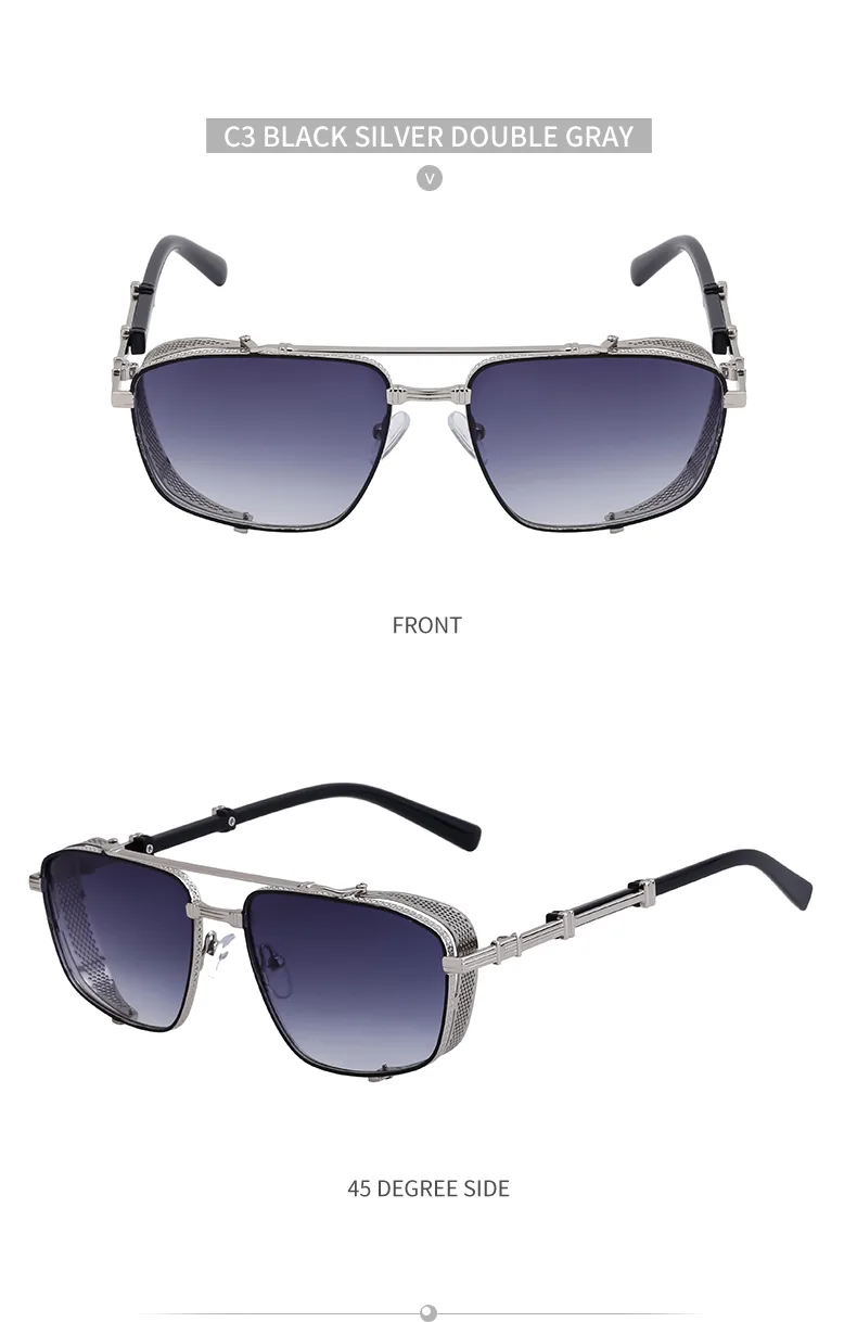 Casual Punk Commute Solid Color Pc Square Full Frame Men's Sunglasses display picture 7