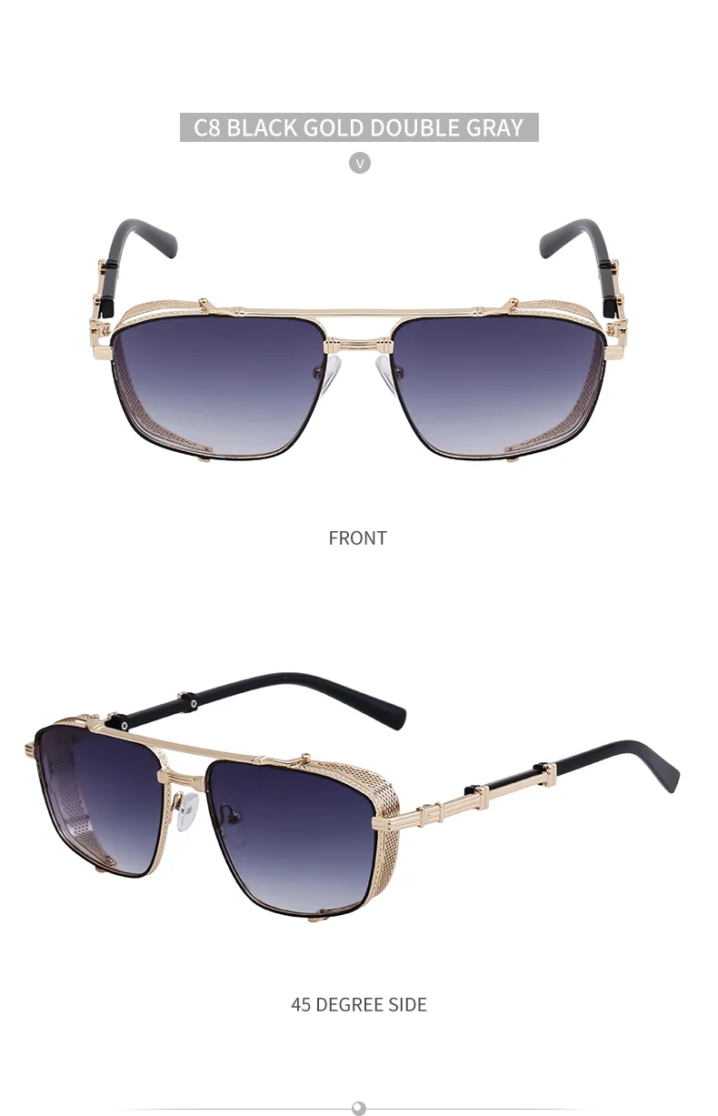 Casual Punk Commute Solid Color Pc Square Full Frame Men's Sunglasses display picture 11