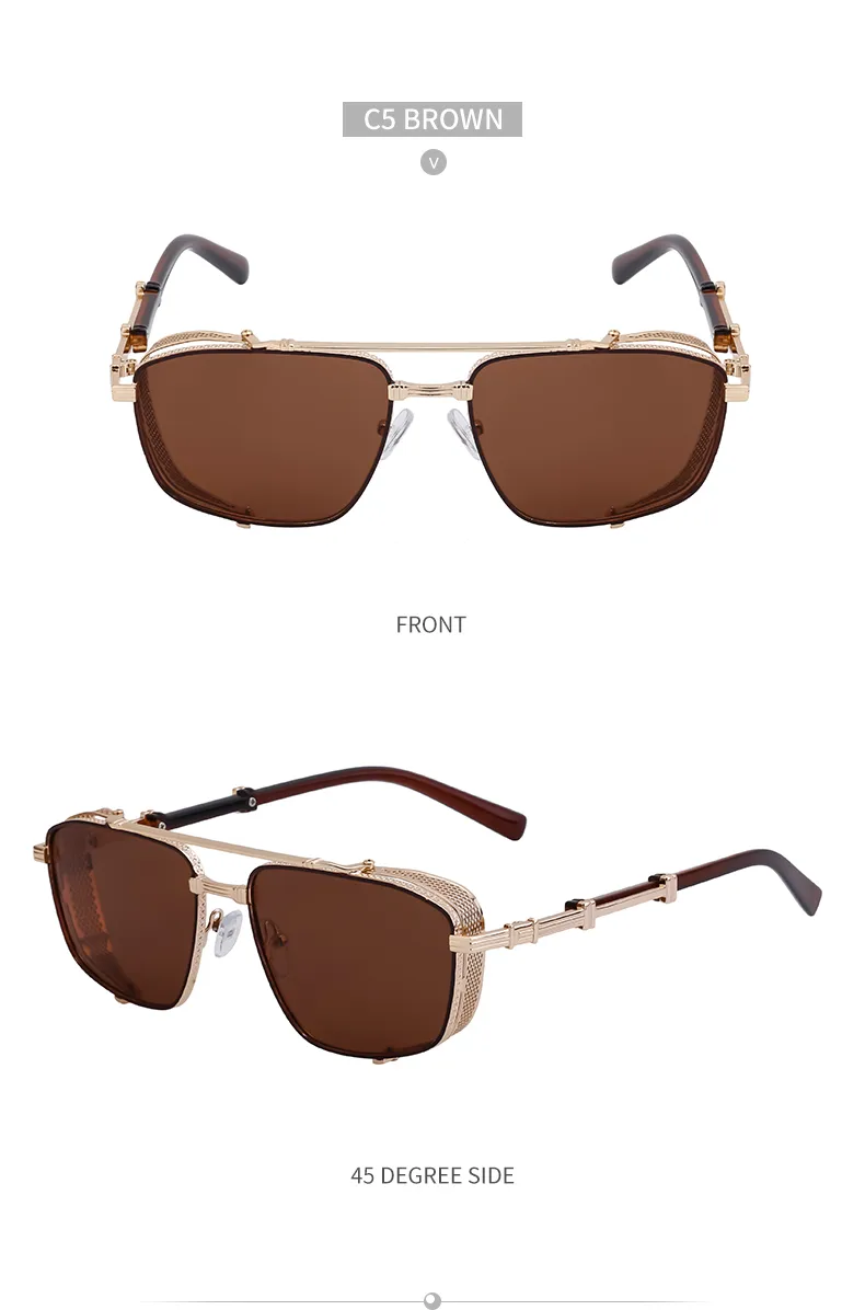 Casual Punk Commute Solid Color Pc Square Full Frame Men's Sunglasses display picture 16