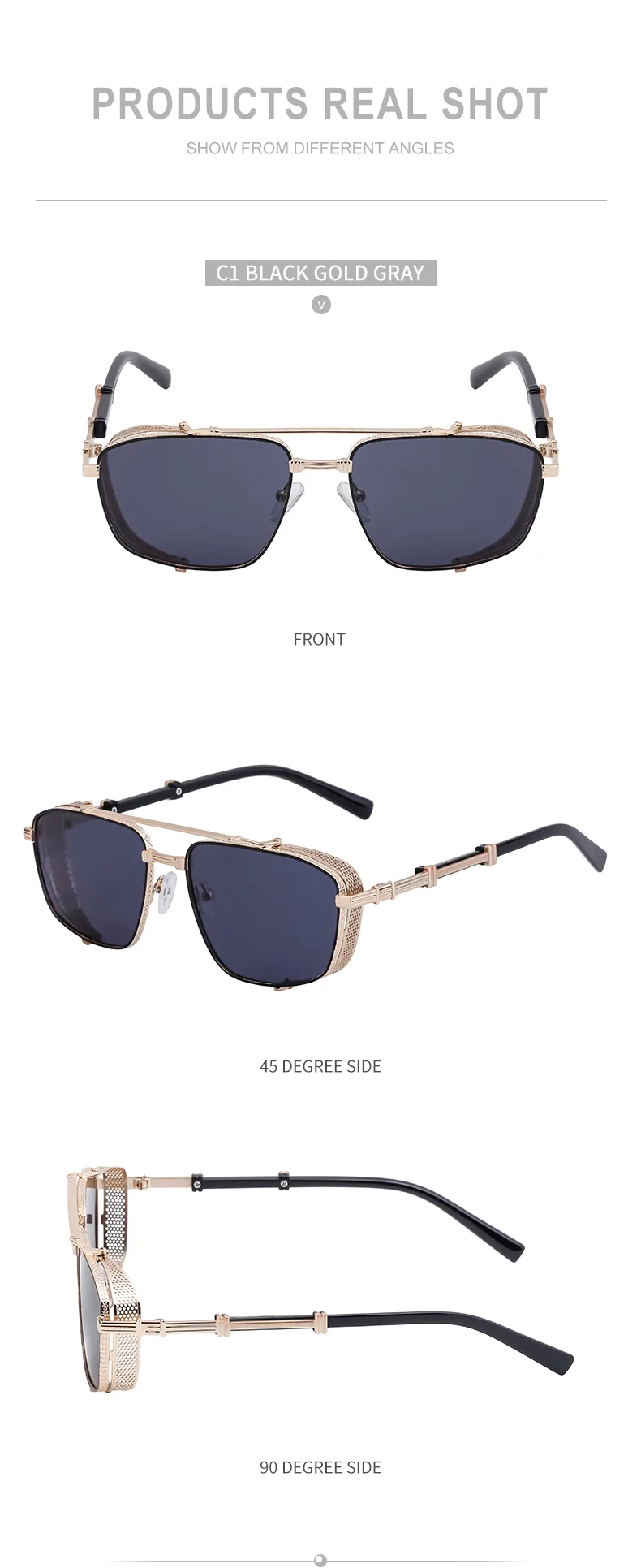 Casual Punk Commute Solid Color Pc Square Full Frame Men's Sunglasses display picture 25