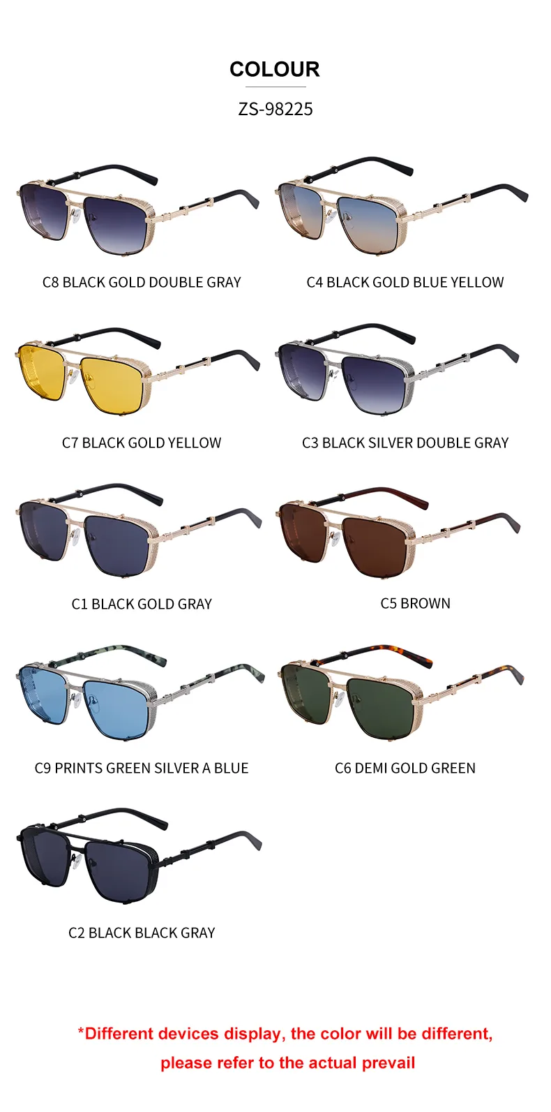 Casual Punk Commute Solid Color Pc Square Full Frame Men's Sunglasses display picture 5