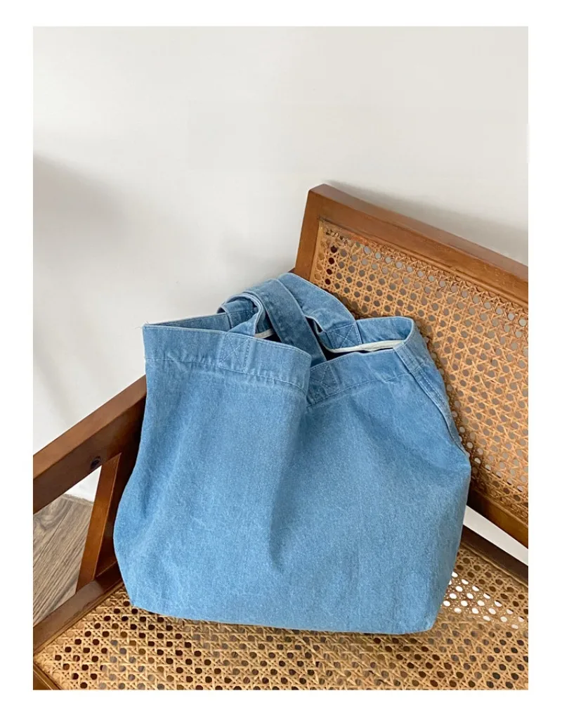 Yeyu/ New Autumn And Winter Retro Denim Shoulder Bag Large Capacity Tote Bag Student Schoolbag Denim display picture 11