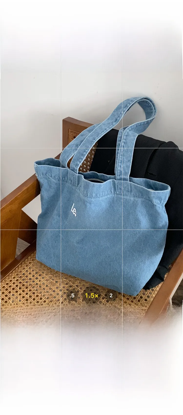 Yeyu/ New Autumn And Winter Retro Denim Shoulder Bag Large Capacity Tote Bag Student Schoolbag Denim display picture 13