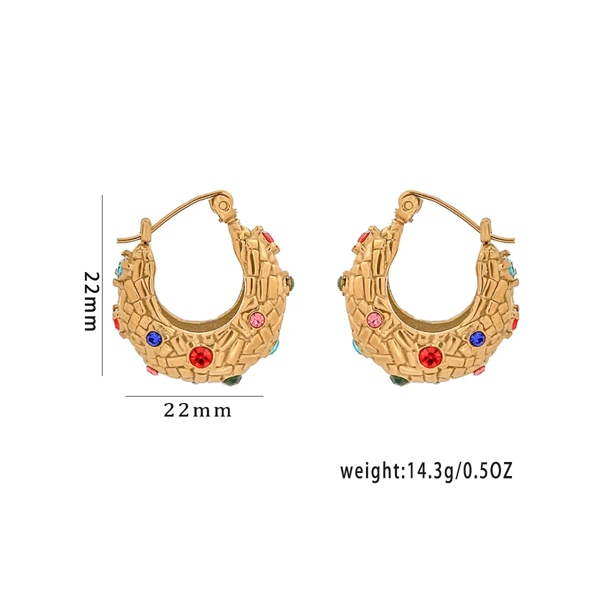 1 Pair Elegant Simple Style U Shape Plating Inlay 304 Stainless Steel Rhinestones 18K Gold Plated Earrings display picture 1