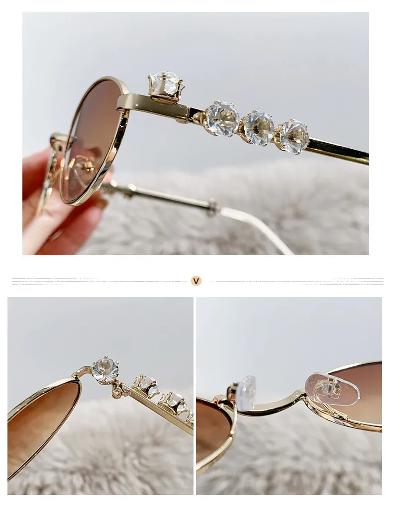 New Y2K Middle Ancient Style Heavy Industry Diamond-encrusted Fashion Metal European And American Style Sunscreen Sunglasses Anti-blue Light Flat Glasses display picture 2