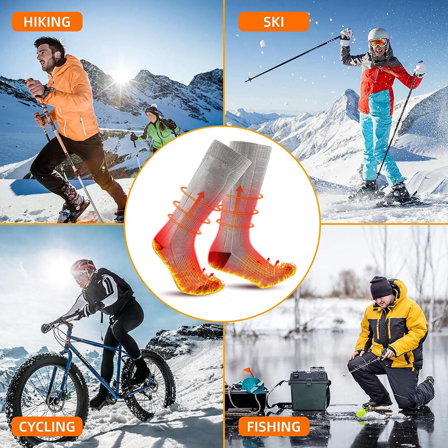 Full Foot Heating Socks Electric Heating Socks Electric Heating Ski Socks Bluetooth App Temperature Control Unisex display picture 5