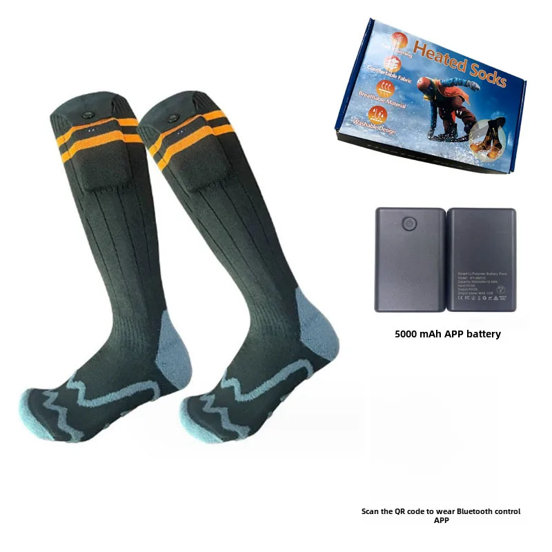 Full Foot Heating Socks Electric Heating Socks Electric Heating Ski Socks Bluetooth App Temperature Control Unisex display picture 8