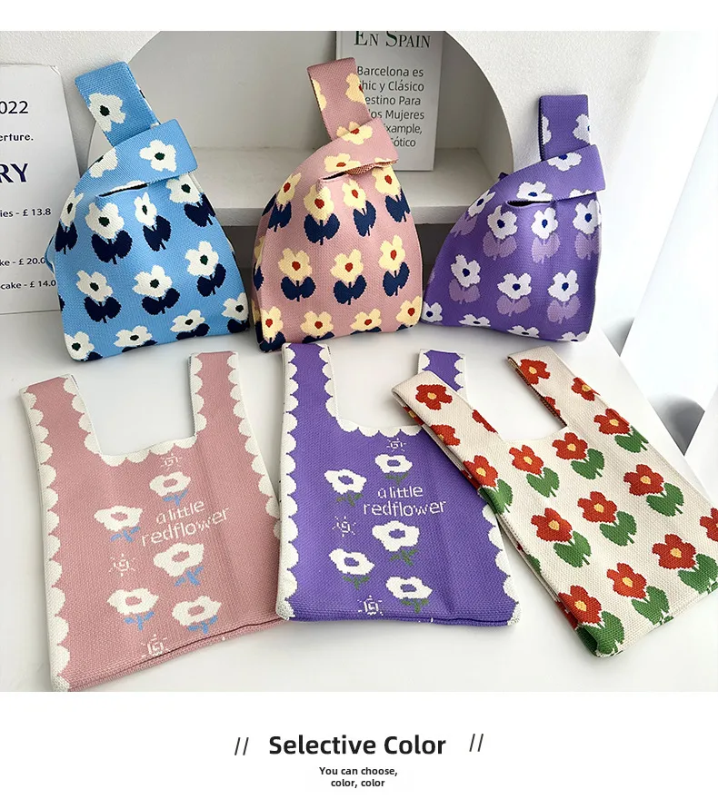 Knitted Bag Tote Bag Women's New Fashion Casual Flower Handbag Vest Bag  Casual Bag Fashion display picture 5