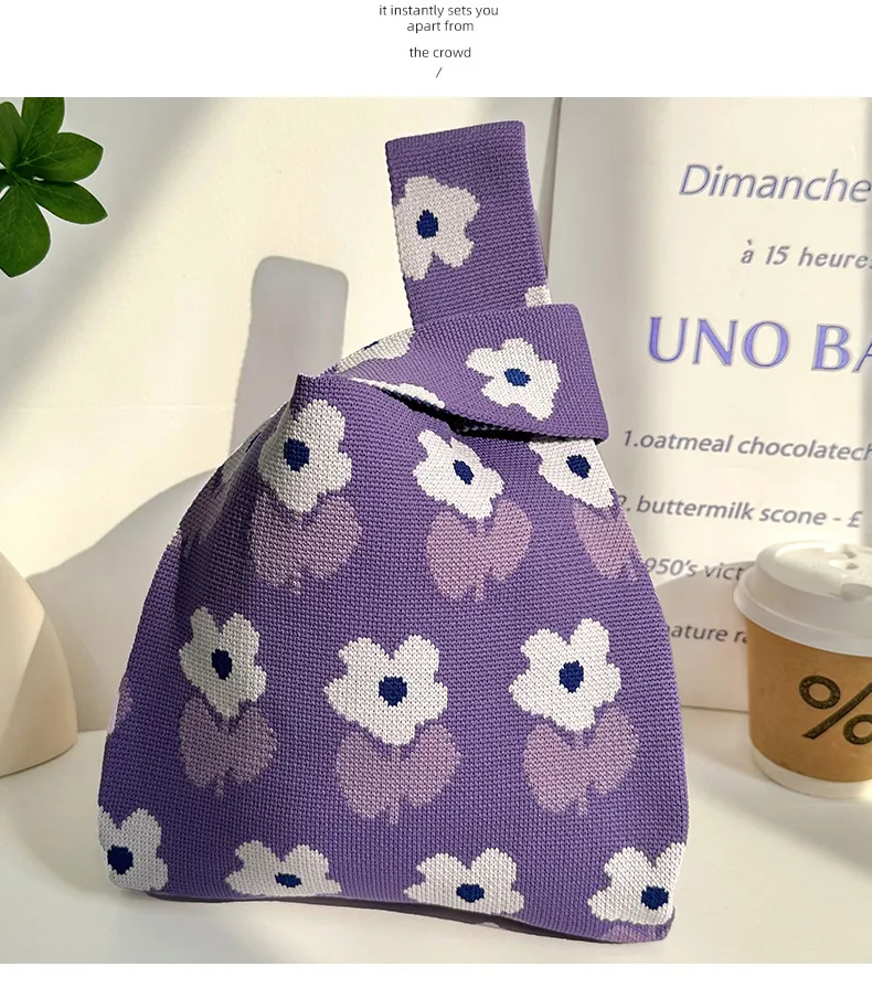 Knitted Bag Tote Bag Women's New Fashion Casual Flower Handbag Vest Bag  Casual Bag Fashion display picture 9