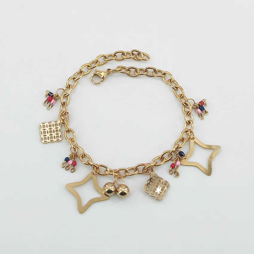 Casual Basic Classic Style Star Moon Key 304 Stainless Steel Gold Plated Bracelets In Bulk display picture 2