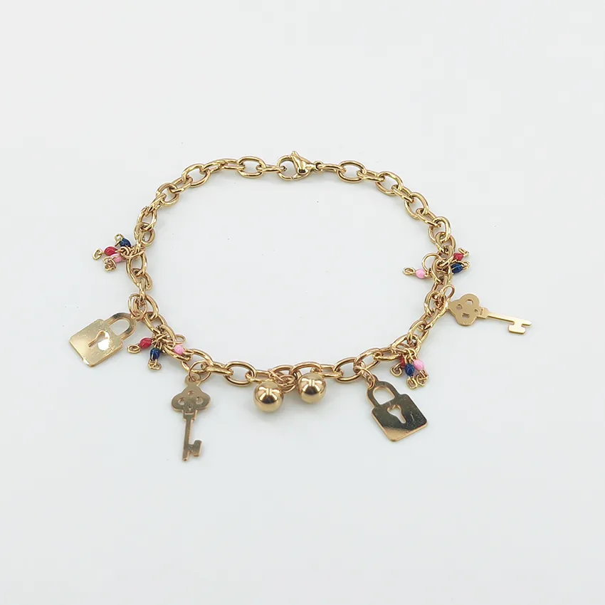 Casual Basic Classic Style Star Moon Key 304 Stainless Steel Gold Plated Bracelets In Bulk display picture 3