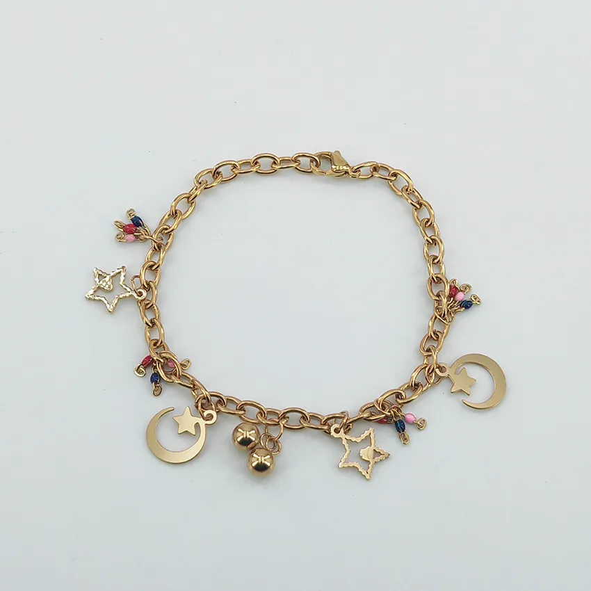Casual Basic Classic Style Star Moon Key 304 Stainless Steel Gold Plated Bracelets In Bulk display picture 5