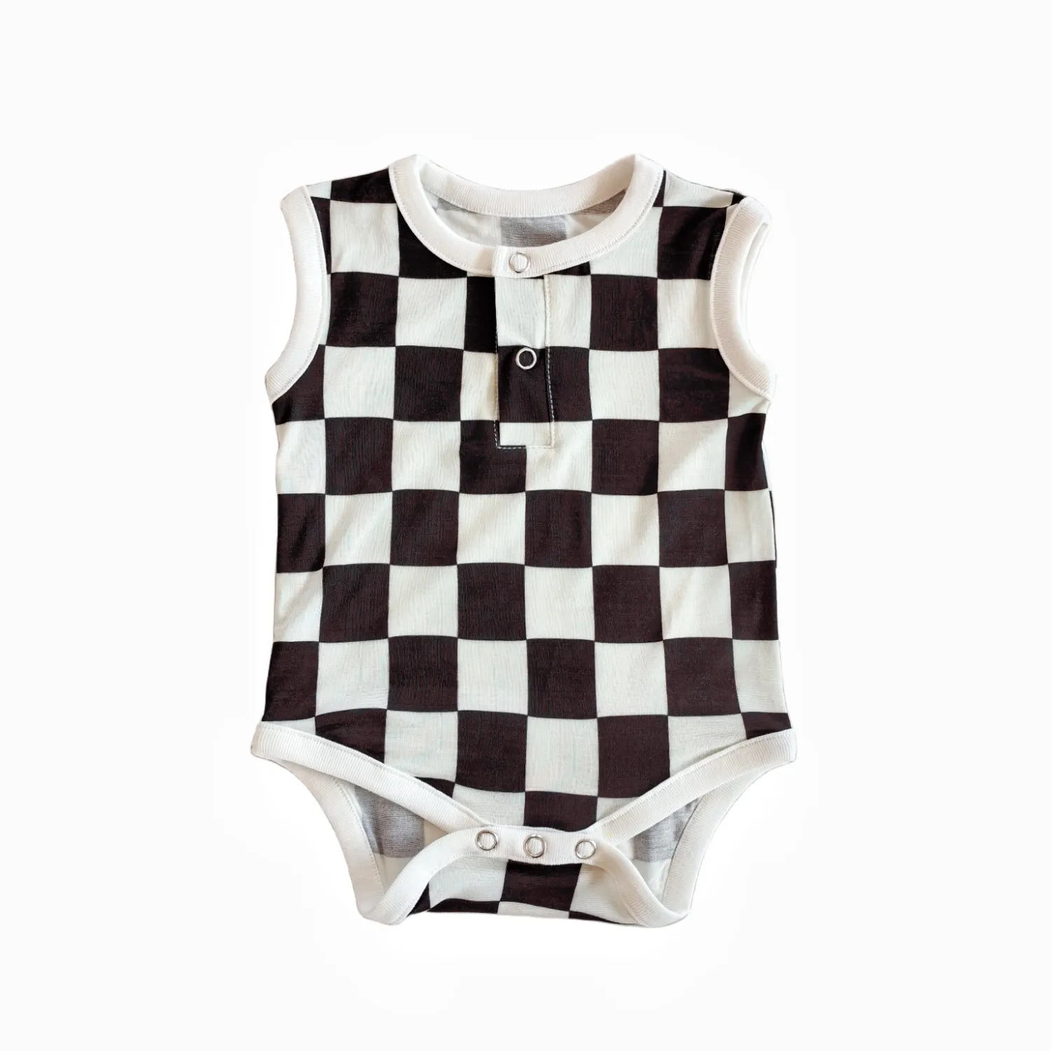 Spring And Summer  Baby Bamboo Fiber Climbing Clothing Baby Black And White Lattice Haggit Ringsuit   Baby Clothing display picture 9