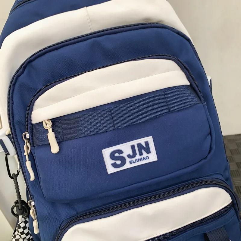 One Size Water Repellent Color Block School Daily School Backpack display picture 2