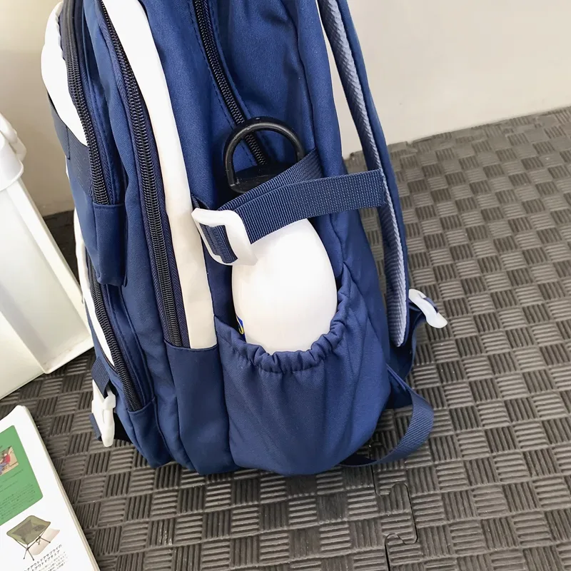One Size Water Repellent Color Block School Daily School Backpack display picture 1