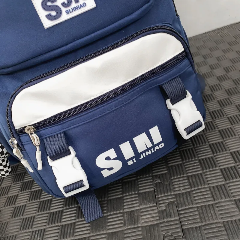 One Size Water Repellent Color Block School Daily School Backpack display picture 4