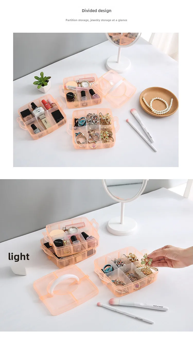 Simple Transparent Plaid Portable Storage Box Jewelry Earrings Necklace Ring Jewelry Children's Hair Accessories Practical Storage Box display picture 7