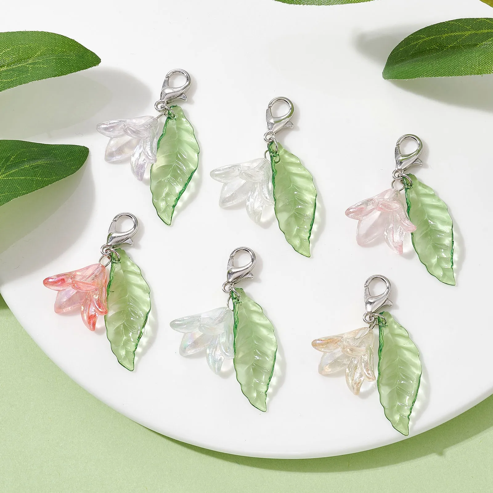 Vacation Sweet Pastoral Leaf Flower Arylic Bag Pendant display picture 3