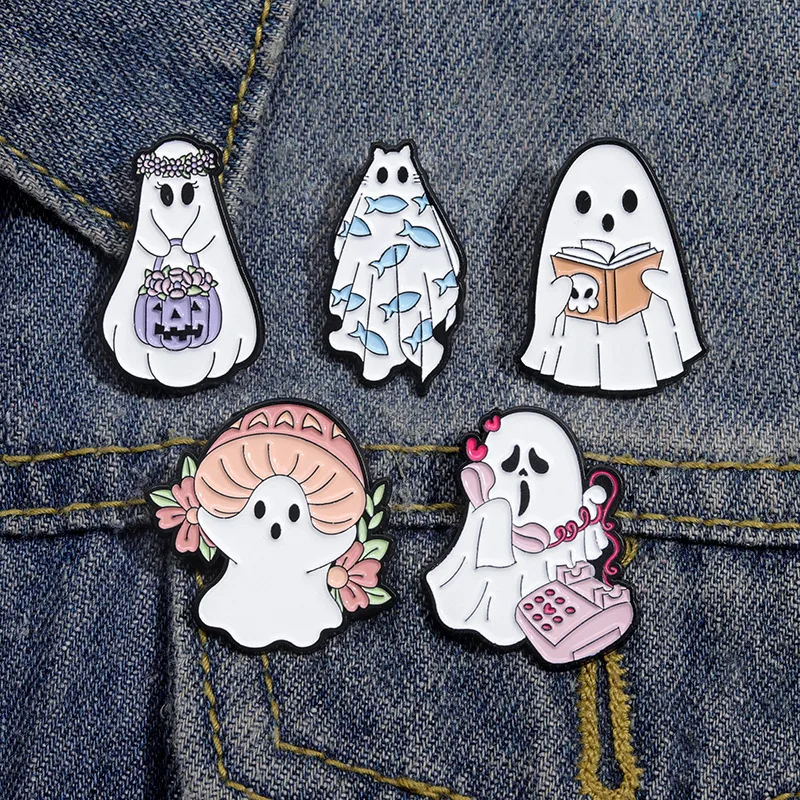 Cartoon Style Cowboy Style Halloween Pattern Ghost Devil Alloy Stamping Stoving Varnish Plating Women's Brooches display picture 3