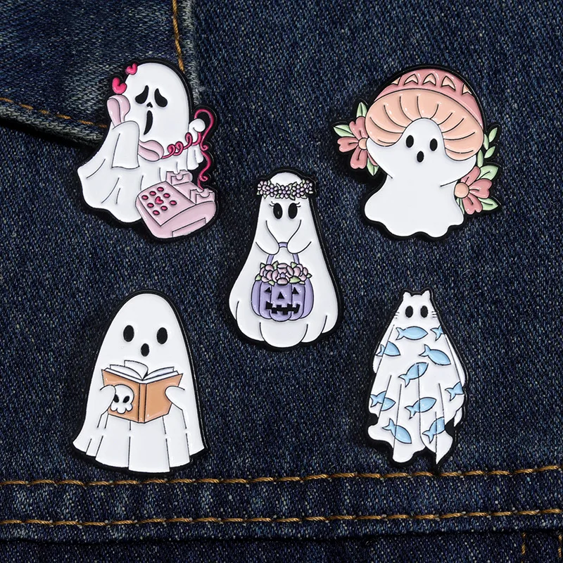 Cartoon Style Cowboy Style Halloween Pattern Ghost Devil Alloy Stamping Stoving Varnish Plating Women's Brooches display picture 7