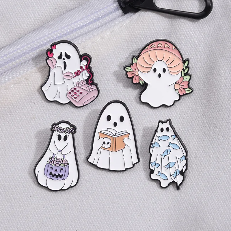 Cartoon Style Cowboy Style Halloween Pattern Ghost Devil Alloy Stamping Stoving Varnish Plating Women's Brooches display picture 5